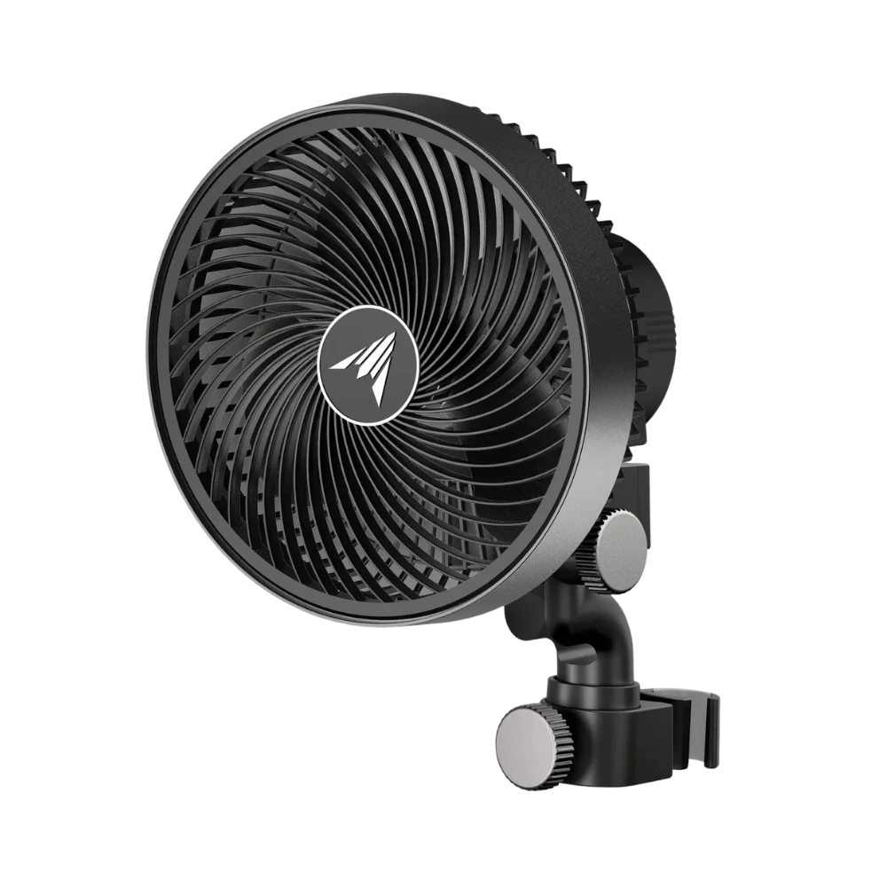 AC Infinity CLOUDRAY S9 Clip-Ventilator 225 mm mit schwarzem Rundgitter und verstellbarer Klemme für Montage am Rand