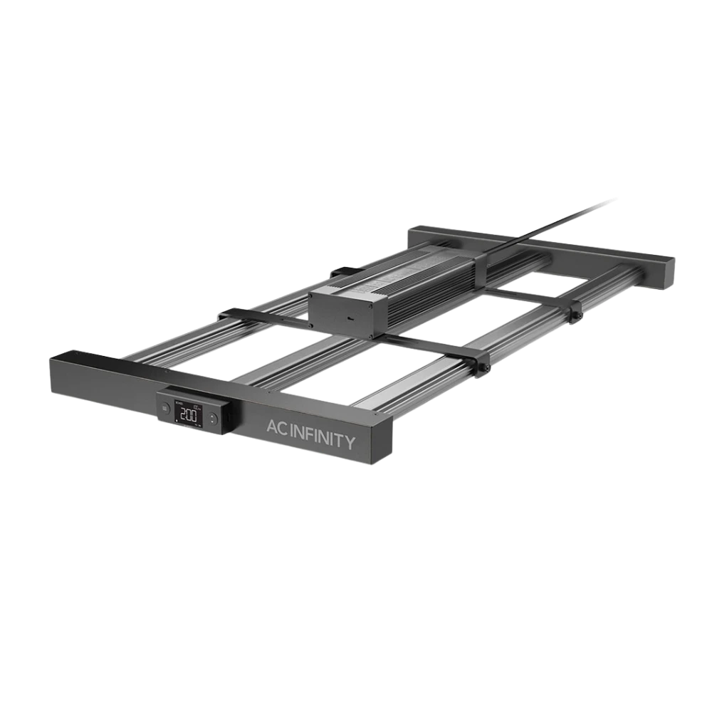 AC Infinity IONFRAME EVO3 LED Grow Light 280W mit Aluminiumrahmen, LED-Leiste und digitalem Steuerdisplay, hängend montiert