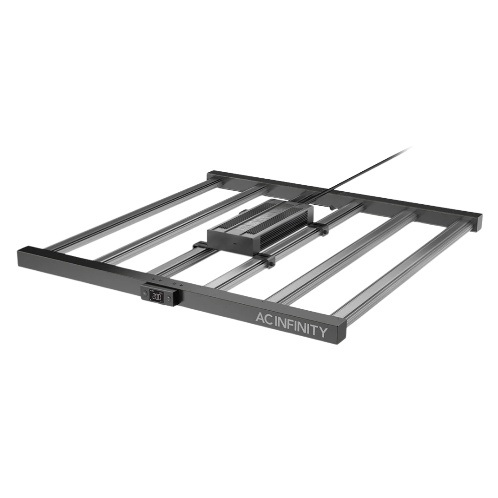 AC Infinity IONFRAME EVO6 LED Grow Light 500W mit Aluminiumrahmen, Kühlmodul und Digitalanzeige, schwarz-silberfarben