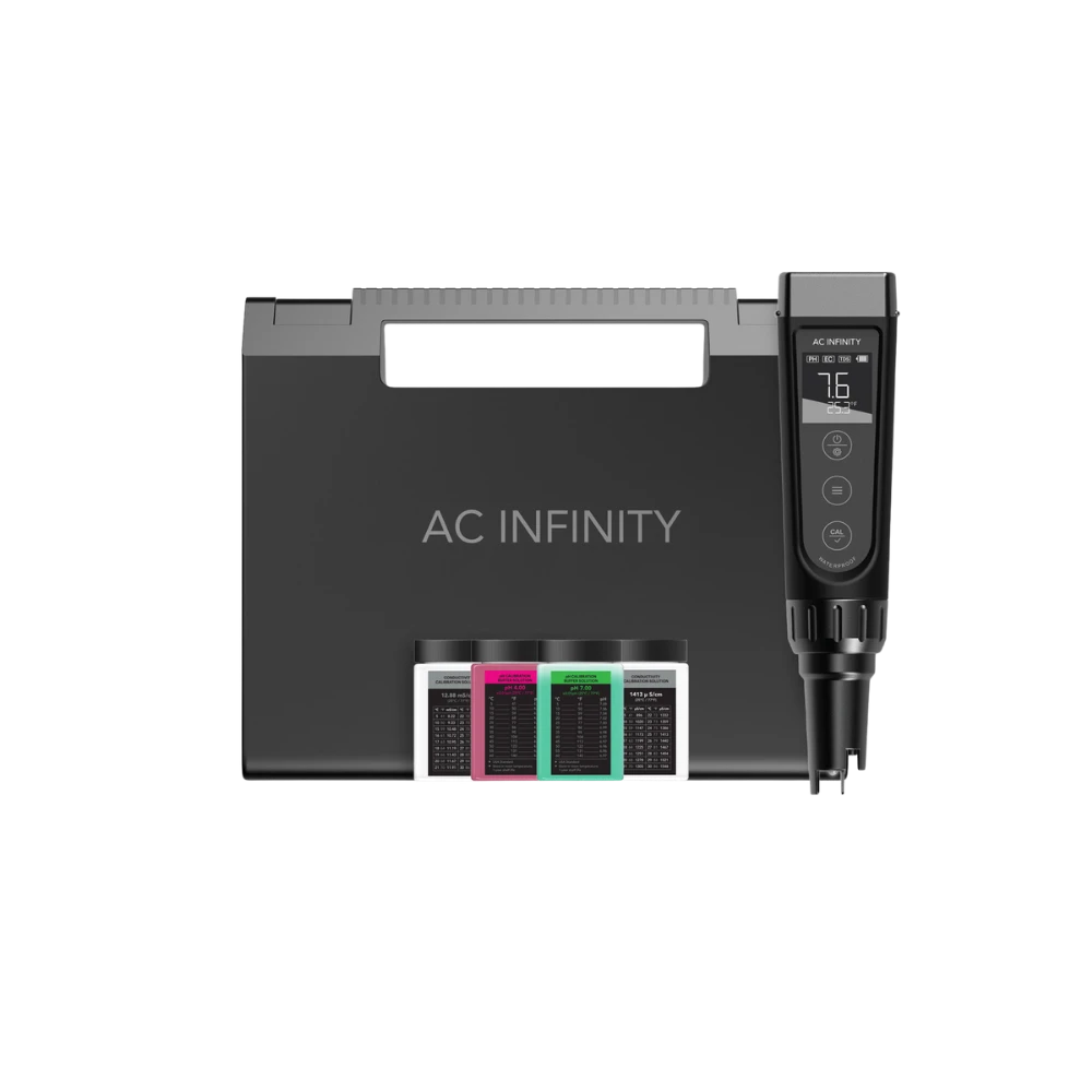 AC Infinity Hydroponik-Meter PRO Kit mit Etui, digitalem Handmessgerät und drei Kalibrierlösungen für pH, EC, TDS￼