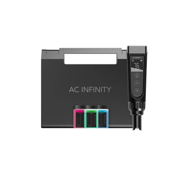 AC Infinity pH-Meter PRO Kit mit schwarzer Tragetasche, digitalem Messgerät und drei Kalibrierflaschen in Rot Grün Blau