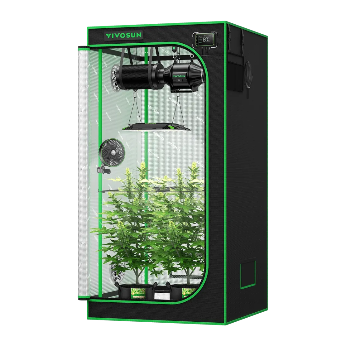cannabis zelt mit lampe VIVOSUN smartes Growbox Komplettset 80x80x180cm